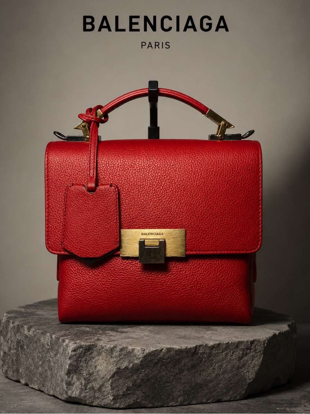 Balenciaga Rose Corail Leather Mini Le Dix Cartable Top Handle Bag
